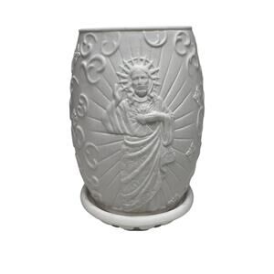 PartyLite White Sacred Heart of Jesus Porcelain Candle or Votive Holder